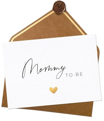 Joli Coon Mommy to be Glückwunschkarte, A6 mit Naturkuvert und Wachssiegel | 400g strukturiertes Designerpapier, Goldveredelung, Premium-Papeterie