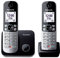 Panasonic KX-TG6852GB Schnurlostelefon mit 2 Mobilteilen (Bis zu 1.000 Telefonnummern sperren, übersichtliche Schriftgröße, lauter Hörer, Voll-Duplex Freisprechen) schwarz-silber