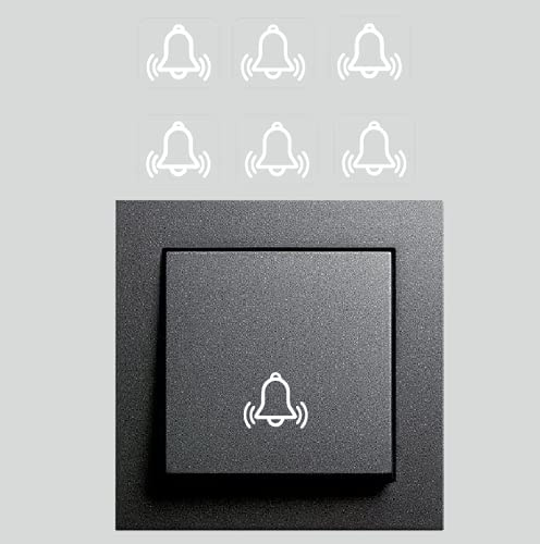 Generisch 6 Stück Glocke/Klingel Symbol Schalteraufkleber, Sticker, Abziehbild (RT87/8) (3,5 x 3,5 cm)