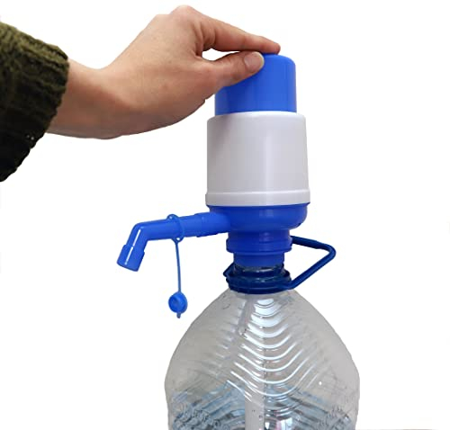 Dispensador de agua manual para garrafas. Bomba de agua manual y universal para garrafas y botellas de agua Dispensador agua de garrafas de agua 2,5, 3, 5 litros con el tapón de diámetro entre 38-48mm