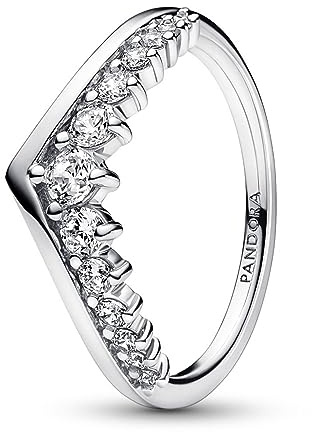 PANDORA Timeless Wishbone Schwebender Pavé-Ring aus Sterling-Silber mit Cubic Zirkonia, Gr. 50, 192320C01-50
