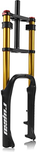 LHHL 20 Zoll Luftfederung Vorderradgabel Mountainbike Federgabel 120mm Federweg Double Shoulder Snow Front Fork for 4.0 Tire MTB Fahrrad Federgabel 1-1/8 (Color : Gold, Size : 20 inch)