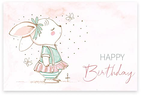 Handarbeit - Lieblingsladen 1 Premium Geburtstagskarte Happy Birthday 18x12cm mit weißem Umschlag, Tiermotiv Hase Karte zum Geburtstag Glückwunschkarte Alles Gute Happy-Birthday-Karte