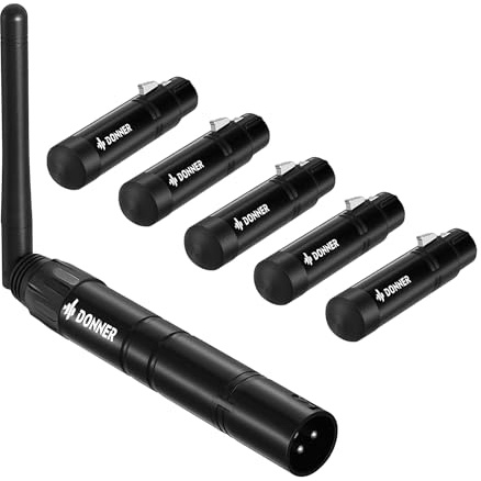 Donner DMX512 Wireless Controller Dfi DJ 2.4G DMX Wireless 5 Receivers Short Version with Light Dome & 1 Transmitter Stage Lighting Control for LED Stage Disco Party Bar Lighting 6 PCS Black
