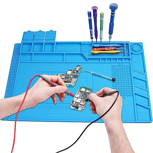 Vigcebit Heat Resistant Solder Pad,Anti Static Electronic Repair Work Mat | 45 * 30CM Repair Maintenance Pad for Heat Guns Soldering Station, Silicone Work Mat with Scale Ruler