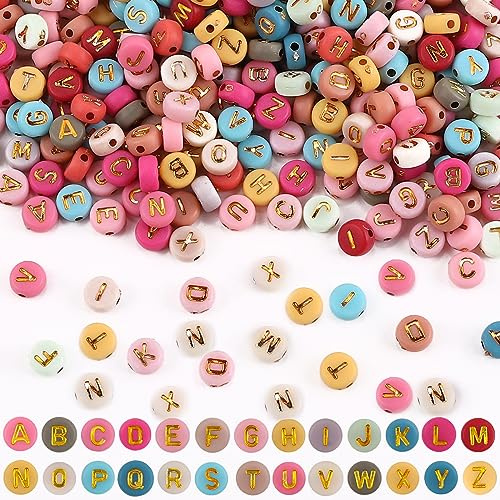 DTYDECLE 1200 Stück Bunte Buchstaben Perlen, 7mm A-Z Buchstaben Perlen Set Colored Alphabet Beads mit Loch zum Auffädeln für Schmuckherstellung DIY Armbänder Halsketten Handwerk