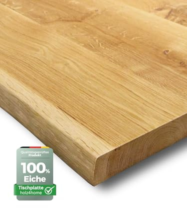 holz4home® Tischplatte mit Baumkante Massivholz Eiche I 280 x 100 x 4 cm LxBxH I Esstisch-Platte Schreibtischplatte I Echtholz
