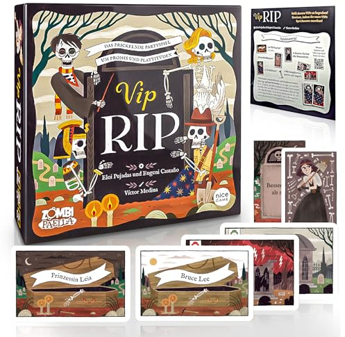 Nice Game Publishing VIP RIP - Kartenspiel - 3-8 Spieler - Ab 10+ Jahre - Familienspiel - Gesellschaftsspiel - 20-30 Minuten - 2 Spielstufen - Ideal als Reisespiel, Mitbringspiel & Geschenk