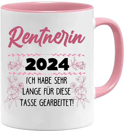 Tasse mit Spruch, Rente 2024 Für diese Tasse musste ich lange arbeiten - Witziges Abschiedsgeschenk zur Pensionierung - Geschenk zum Abschied, Rentner Geschenke