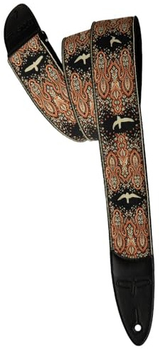 PRS 2 Guitar Strap, Custom Jacquard Birds Fleur, Peach