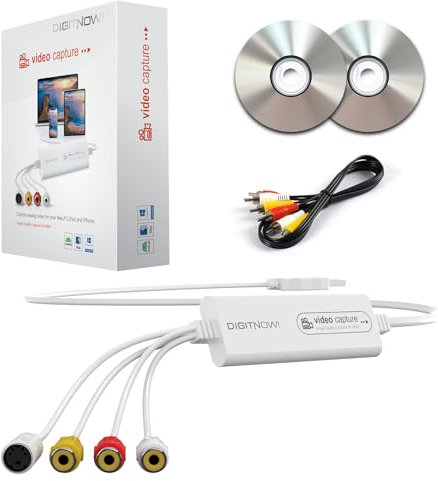 VIXLW Convertitore da VHS a digitale e scheda di acquisizione USB - Converte nastri VHS/VCR/Hi8/Mini DV in DVD/file digitali - Compatibile con videocamere/videoregistratori/PC/TV e Windows/MacOS
