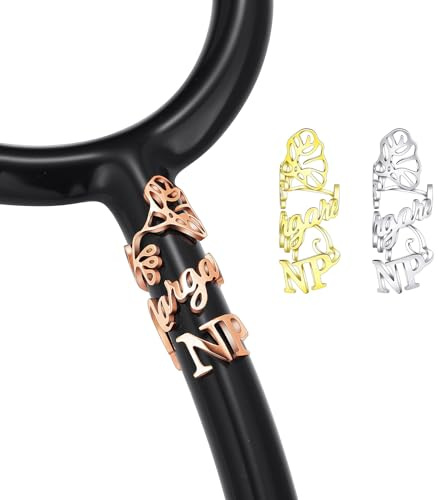 INBLUE Personalisierte Stethoskop Charms für Krankenschwester Edelstahl Gravierte Namen ID Tag mit Symbol Stethoskop Accessoires Geschenk für Arzt - Stil A2