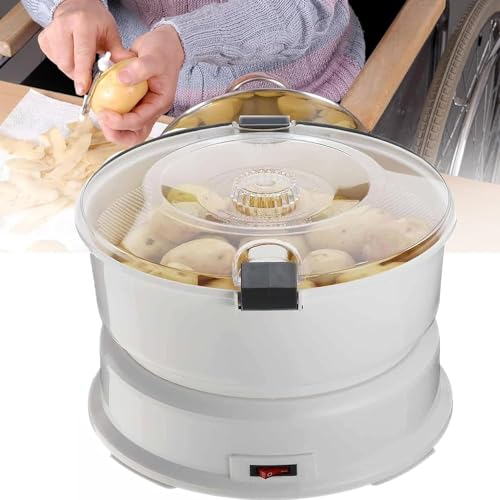 WPJBDS Electric Potato Peeler Machine, Potato Rumbler Peeler Machine, Fully Automatic Vegetable Peeler With Container, One-Touch Operation Salad Rotator 1kg Capacity, Fast Peeling & Saves Time