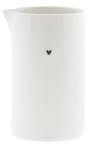 Milchkrug Heart Keramik weiß schwarz H10cm LI/MILK JUG 002 WH Sahnekännchen Keramikgeschirr Milk Jug