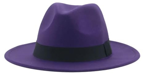SOYNIA Fedora Trilby Filzhut Hut Hüte Für Frauen Fedora-Damenhüte Für Männer Formelle Hochzeitsdekoration Damenhut 59–61 cm (XL) Lila