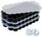Relaxdays Silikon Eiswürfelform, 3er Set, wiederverwendbar, Silikonform, 37 sechseckige Eiswürfel, mit Deckel, schwarz