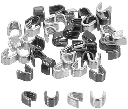 QUARKZMAN 40 Stück Reißverschluss Stopper Schieberhalter #3 U Form Stopper Reissverschluss Zipper Ersatz für Taschen Mäntel Jacken Geschlossene Zipper, metallisch schwarz & silberfarben