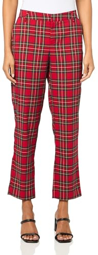 Tommy Hilfiger Damen Hampton-Hose mit Schottenkaro, Rot/Mehrfarbig, 36