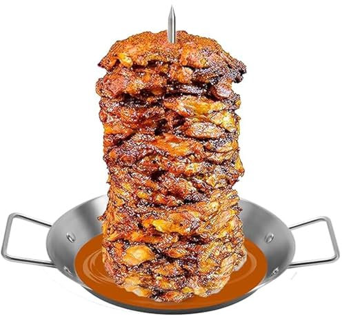 Vertikaler Spieß – Al Pastor Grill, brasilianischer Grillspieß aus Edelstahl, vertikaler Spießständer, passend für Trompo para Tacos Al Pastor, Shawarma, Kebabs, Gyros, mit 2 abnehmbaren Spikes