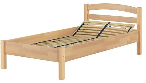 Erst-Holz Überlanges Massivholzbett Buche Natur 90x220 Holzbett Zubehör wählbar V-60.73-09-220, Ausstattung: Federholzrahmen inkl.