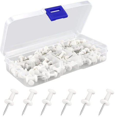 100 tachuelas blancas para el pulgar, chinchetas de acero, tachuelas de mapa, para tablero de corcho, mapas, carteles, notas