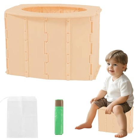 Orinal plegable para bebe - wc portatil niños, Capacidad de carga 200 kg, Viene con 5 bolsas de basura y una bolsa de almacenamiento, para bebés de 1-5 años（rosa）