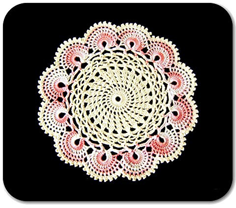 Hakeldeckchen in Beige und schattiertes Rosa rund aus Baumwolle 22 cm (3CN) – Made in Italy
