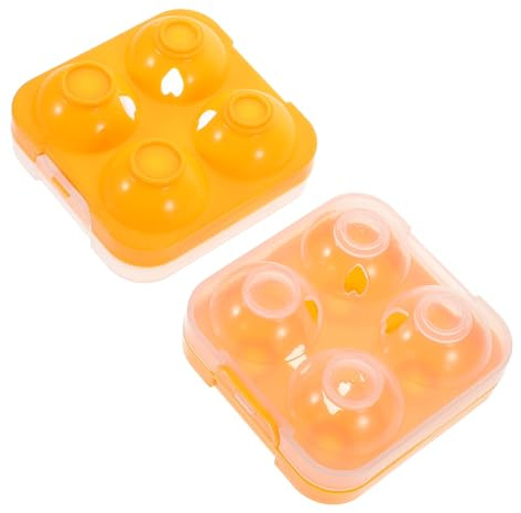 4 Stück-pack Eierkarton aus Kunststoff, Stoßfest, Orange, Leicht | Wiederverwendbar, für Hühner und Enteneier, Platzsparend, Geeignet für Reise und Picknick