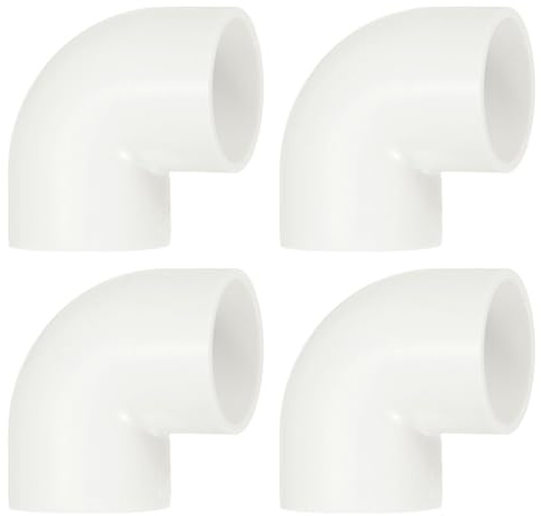 QUARKZMAN 4Pcs PVC Conector Codo de 90 Grados para Tubería de Agua, 32mm Interior Diámetro Conector de Tubería de PVC Codo de 2 Vías, Blanco