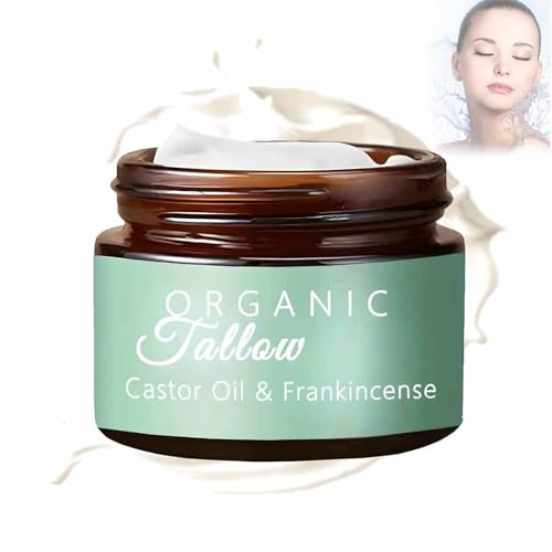 Grass-Fed Beef Tallow with Frankincense Oil & Castor Oil,Organic Moisturizing Face Cream,Beef Tallow Castor Oil Frankincense Balm,with Deep Hydration,for Face,Body