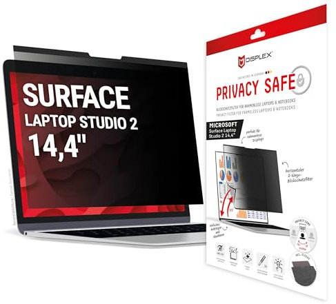 Displex PRIVACY SAFE Filtre de confidentialité magnétique 2 voies pour Surface Laptop Studio 2 14,4 Fixation magnétique amovible Film de confidentialité anti-reflets et brillant 31,75 x 21,65 cm