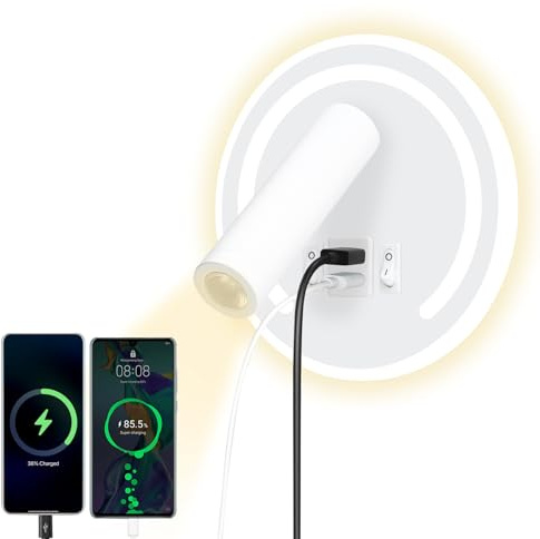 HUIZHOU lampada da lettura a parete 3W + 9W LED lampada da lettura, porta di ricarica USB, 3000K lampada da comodino rotante adatta per camera da letto, scale, corridoi, uffici (Circolare bianca)