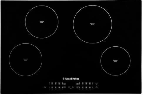 Russell Hobbs 77cm Induction Hob with 4 Cooking Zones, Slider Touch Control, 99-minute Timer, Boost Function, 9 Stage Power Levels, 7000W Power and Automatic Safety Off Switch in Black, RH77IH413B