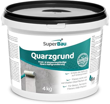SuperBau Quarzgrund 4kg ≈13m² Weiß Haftgrund Fliese auf Fliese Grundierung für Putz Beton Holz OSB-Platten Haftgrundierung mit Quarzsand für Außen & Innen
