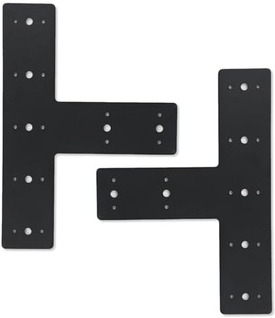 T Shape Steel Flat Bracket, 2Pcs 14 x 10 Connecting Brackets, Heavy Duty Fixing Mending Plates, Joining Brace for Repairing Fixing Wood Furniture Truss Roofing Framing Pergolas Gazebos