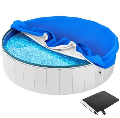 Solar Abdeckplane für Pools Poolabdeckung Rund Solarplane Pool für Aufstellpools, Solarplane UV-Resistent, Sommer & Winter Poolplane,Blau,5FT/63x12