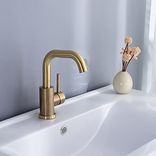 Kitchen Faucet Lavabo de baño Baño Cepillado Dorado Cuenca de baño de baño Fregadero frío y Caliente Lavabo de Lavabo