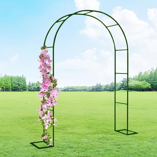 Arco de jardín de acero inoxidable para plantas trepadoras, soporte duradero para vides y verduras, ajustable de 80 a 350 cm, arco de cultivo de pérgola con base (verde, 120 cm de ancho)
