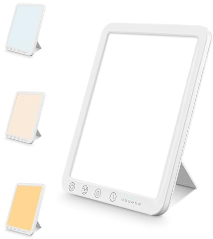 Syvory Lampada a luce diurna 10000 LUX, lampada per terapia della luce con 3 temperature di colore, 10 livelli di luminosità e 6 timer, lampada LED a diurna senza raggi UV con