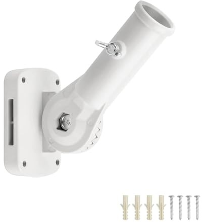 SHENGYIG Porte Drapeau Exterieur, Support Drapeau en Aluminium, Support Mural pour Mât de Drapeaus, Rotatif à 180°, Diamètre Intérieur de 29,8 mm, pour Décoration de Drapeau, Jardin, Balcon (Blanc)