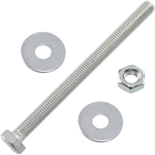 AERZETIX - Kit di 5 bulloni M10x130mm con testa esagonale + 10 rondelle larghe M10x30mm + 5 dadi esagonali M10 per fai da te e fissaggio leggero | in acciaio