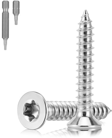 NZNSML 150 viti per legno in acciaio inox, M3,5 x 20 mm, viti Torx | Viti autofilettanti in acciaio inox, per legno, con punte T15, per mobili, riparazione di macchinari, elementi di fissaggio