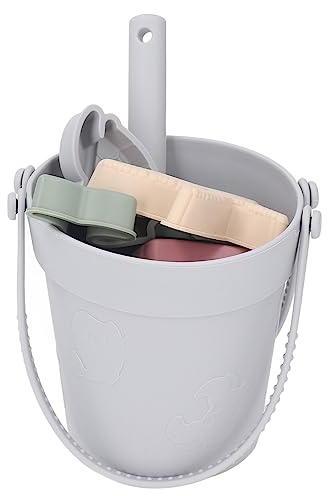 Strandspielzeug-Set aus Silikon, Interaktives, Leichtes, Tragbares Strandspielzeug für den Sommer, Pädagogisches -Strandeimer-Spielzeugset für und Mädchen (Grey)