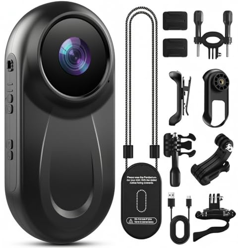 2026 Thumb Action Camera 1080P, 512G Mini Body Camera with Magnetic Mount, Sports Camera with 120° POV & HD Screen, Wearable Vlogging Video Recorder for Traveling/Motorcycle/Pet Walking(No SD Card)