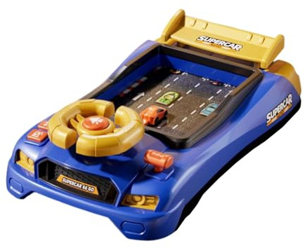 Fenteer Rennwagen-Lenkrad-Spielzeug, Fahrsimulator, tragbar und leicht, für im Alter von 3, 4, 5 und 6 Jahren, Blaue Rennversion