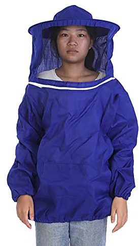 MIMEITOPA Imkeranzug mit rundem Hut, Rundumschutz, strapazierfähiger und dennoch weicher Stoff, elastische Taille und Bündchen für sicheren Sitz (Blau)