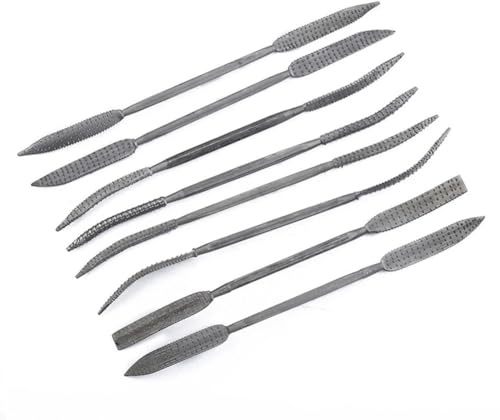 Juego de 8 limas de escofina para carpintería, limas gruesas de doble extremo para tallado de madera, herramientas manuales de acero al carbono de 190 mm con cabezales curvos