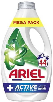 Ariel +Active Lessive Liquide, 44 Lavages, Élimine les Odeurs de Transpiration Même Après 7 Jours avec la Technologie Febreze, Impeccable Même à Froid, Fabriqué en France