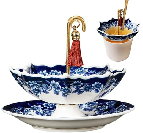 Genérico Infusor De Te De Paraguas Ceramica, Umbrella Tea Infuser, Colador Te De Paraguas Porcelana Azul Y Blanca Artistica, Regalos Para Mujer, Mama, Maestra, Amiga