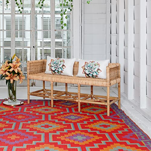 FAB HAB Vintage Boho Kilim Tapis d'extérieur - Lhasa Orange & Violet - résistant à l'eau, ne Fade Pas, réversible - Plastique recyclé Premium - terrasse Balcon Cuisine entrée Patio - 180cmx270cm
